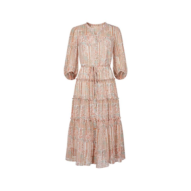Qiwen Star Track Skirt Jiuzi Anna Koubo Xifeng Chiffon Cake Skirt Dress Women's 2025 Summer New Style