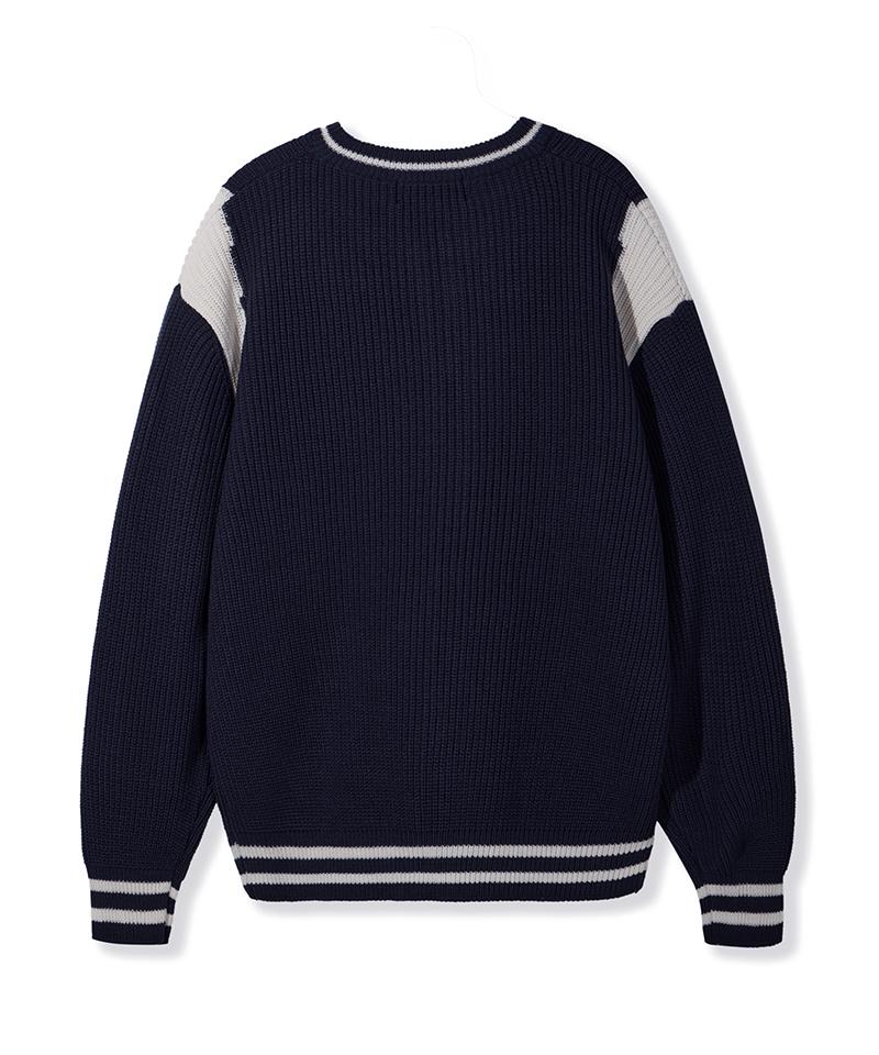 NODU Varsity Two-Way Zip-Up Knit [Navy]