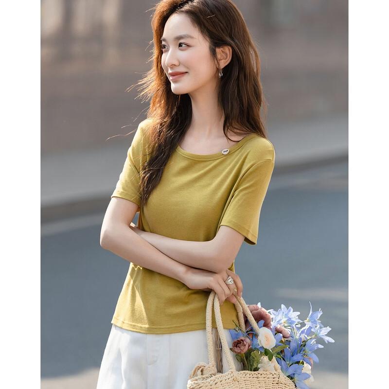 Demana Women's Lyocell-Wool Blend Slim T-shirt