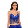 Belly Dance Bandage Glitter Bra Top with Chest Pad Women Belly Dance Costumes for Cosplay Halloween Performances Stage