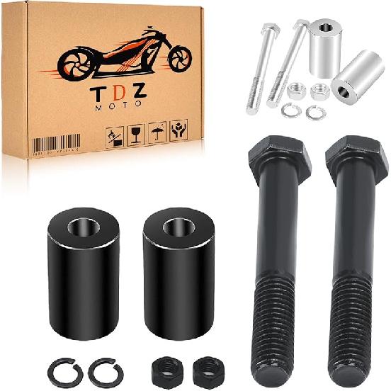 TDZ A Pair Black 2'' Inch Rise Handlebar Risers Extension For Harley 1-1/4'' Handlebars Black Motorcycle Spacers