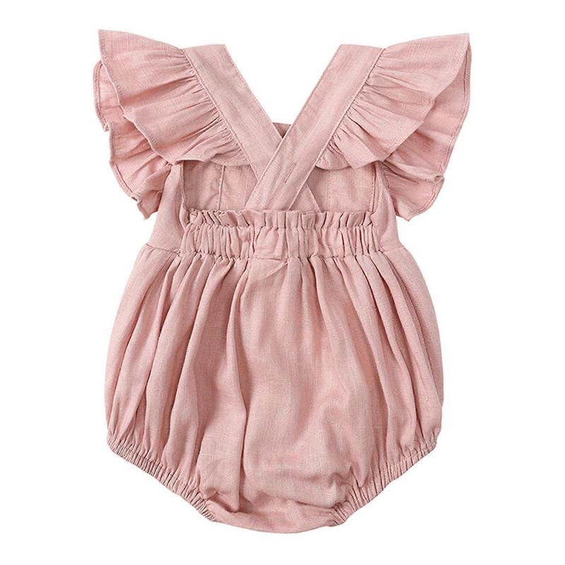 Newborn Baby Girl Romper Infant Baby Girls Ruffle Sleeve Bodysuit Casual Toddler Coming Home- Summer Jumpsuit Clothes Yellow 66-90