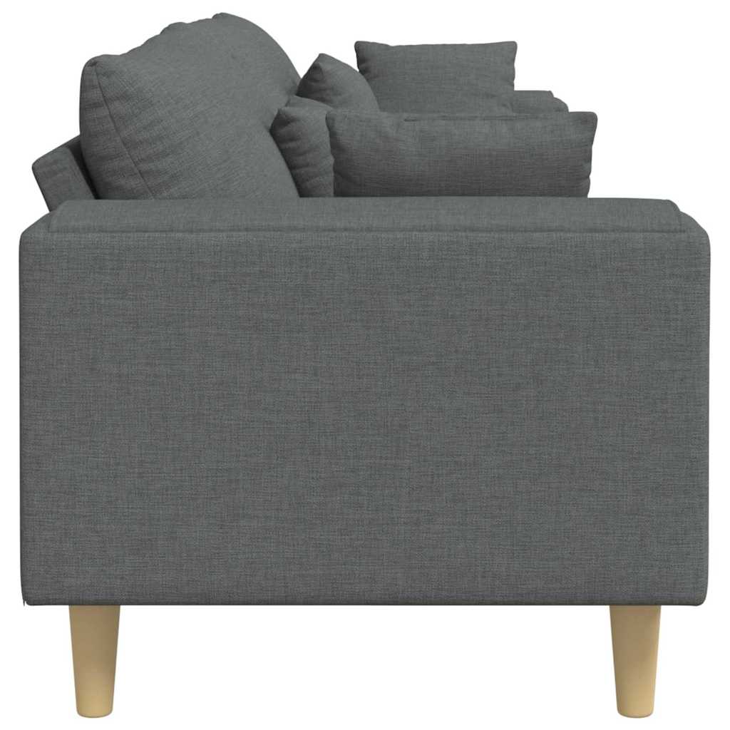 Dark Grey 250 X 77 X 76 Cm Fabric Sofa with Cushions