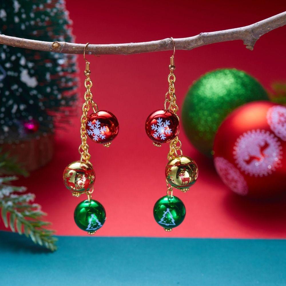 Rhinestone Christmas Earrings Dripping Oil Christmas Jewelry Sweet Xmas Drop Dangle Stud Party