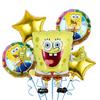 Cartoon SpongeBob Birthday Party Themed Disposable Tableware Balloon Set Party Hat Mask Napkin Horn Banner Backdrop Baby Shower