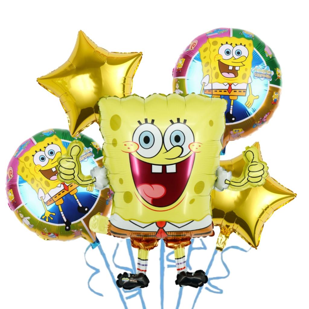 Cartoon SpongeBob Birthday Party Themed Disposable Tableware Balloon Set Party Hat Mask Napkin Horn Banner Backdrop Baby Shower