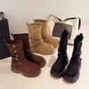 Brown Retro British Style Thick Heel Thick-soled Martin Boots Women's 2025 New Spring and Autumn Thin and Heightened Short Boots