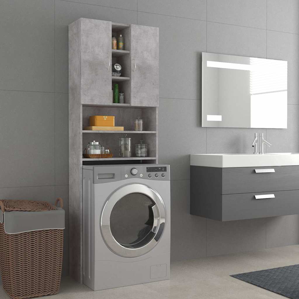 Washing Machine Cabinet Concrete Grey 64 x 25.5 x 190 cm