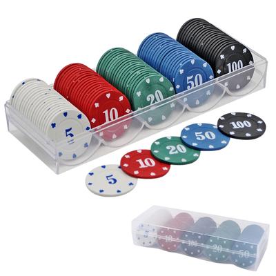 East Leaf Poker Casino 5 with Plastic Chips, Chips, Types, 100-Piece Set, Numbered, Case,