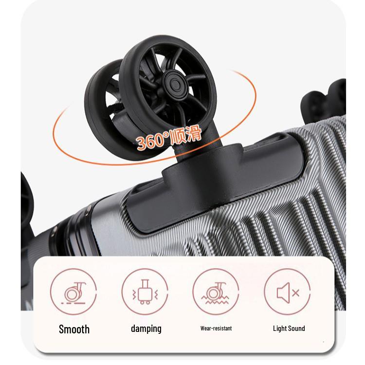 20-Zoll Sturzsicherer Handgepäckkoffer: Damen Trolley mit großem Fassungsvermögen, Universalrädern & Zahlenschloss, gestreifter Aluminiumrahmen