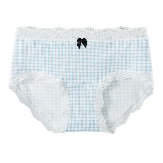 Bomullsunderkläder för kvinnor med spetskant Cheeky Hipster-trosor Mjuka andningsbara Bikinitrosor Mellanhöga Damunderkläder med rosett