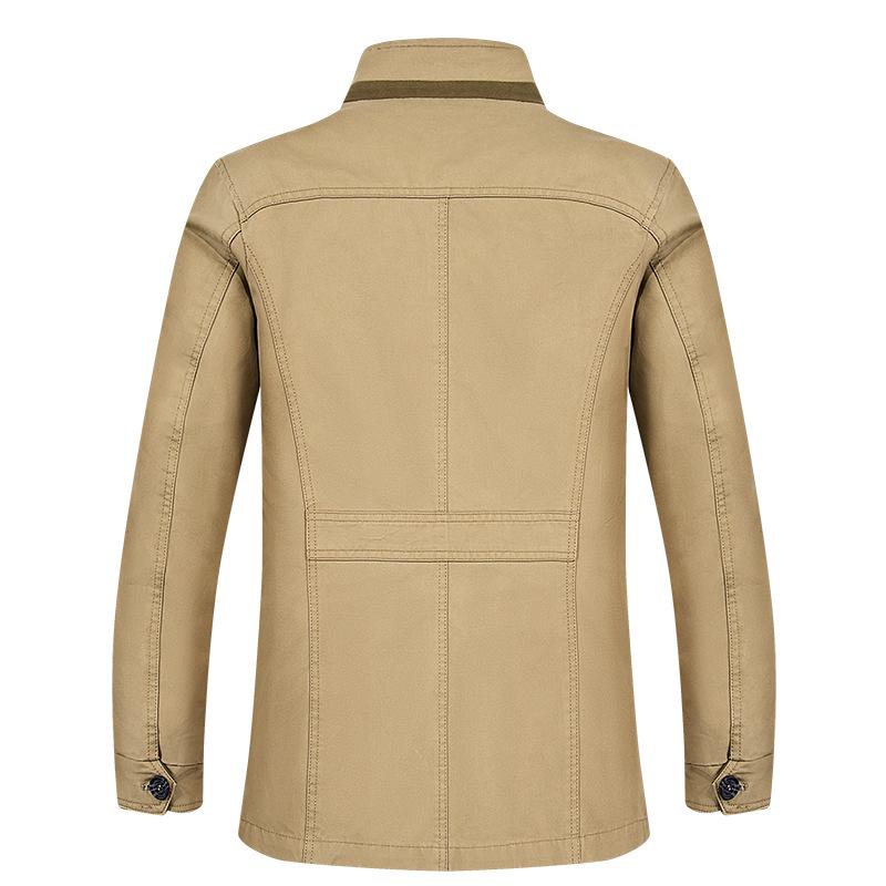 Plus Size Men's Mid-Length Spring/Autumn Windbreaker - Casual Middle-Aged Jacket