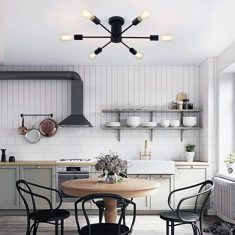 

Потолочный светильник из кованого железа в скандинавском стиле, индивидуальный светильник для большой гостиной, простой современный светильник для столовой, кабинета, спальни No bulb