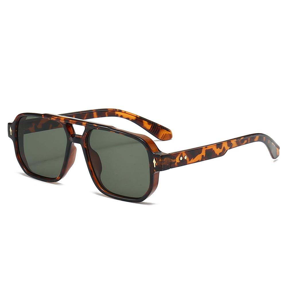 Trendy Retro Men's Sunglasses Double Bridge UV400 Protection Rivets Sun Glasses Square Designer Pilots Shades for Women Men