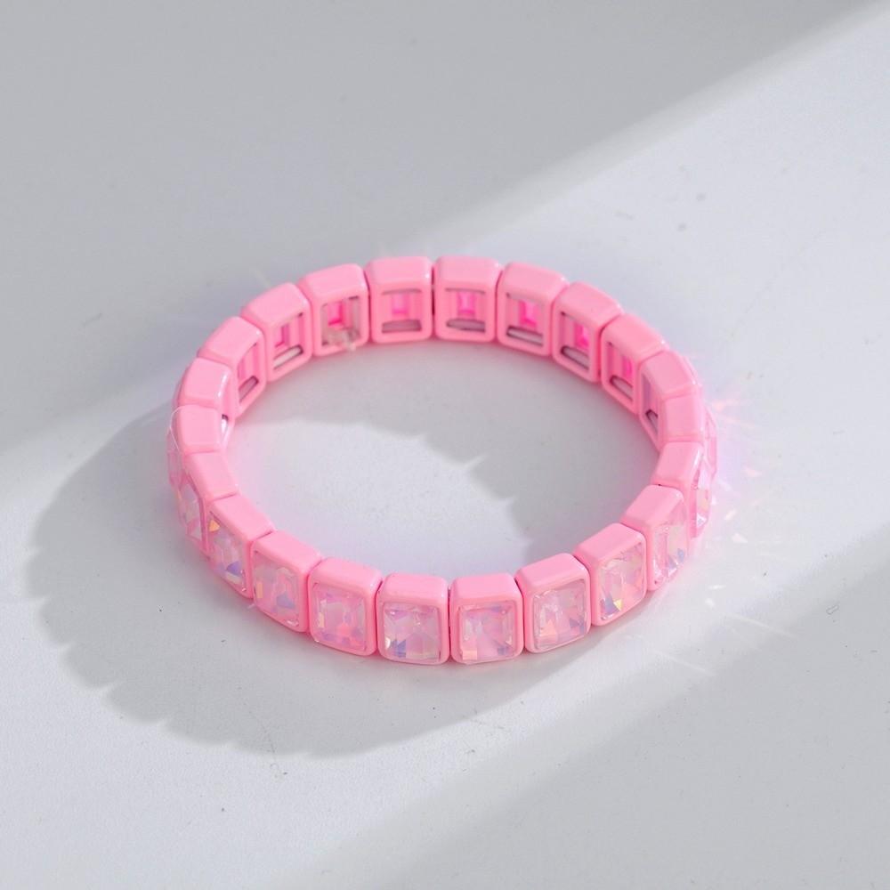 Elastic Zirconia Enamel Bangle Colorful Macaron-colored Bracelet Women Rainbow Beaded Bracelets
