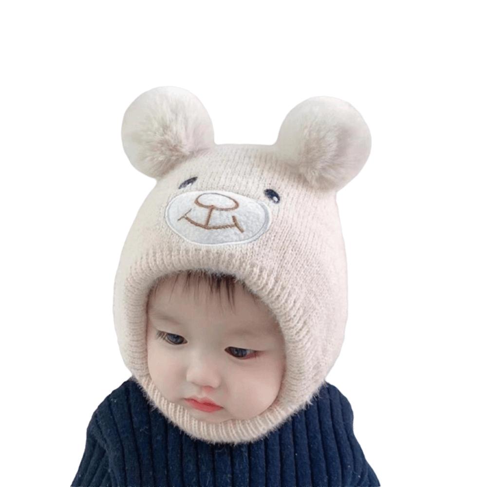 Plush Baby Winter Hats Coldproof Newborn Cap Cute Warm Bonnet Kids бежевый
