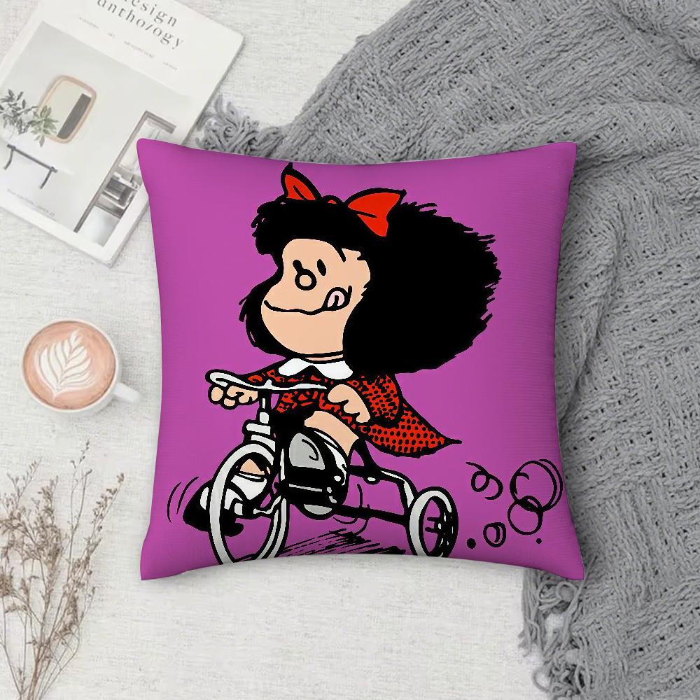 Cartoon Cute M-Mafalda Pillow Case Square Double-Sided Printing Sofa Cushion Cover Pillowcase Bedroom Bedside