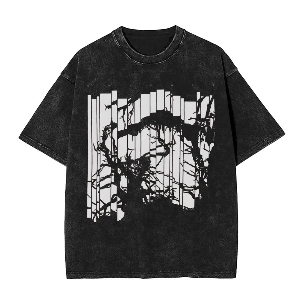 Classic Gothic Rock Pioneer Band Bauhaus Graphic Print Retro Washed TShirt Men Women Cotton Summer New Tee Casual Oversized Top