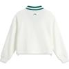 Li Ning Letter Color Block V-Neck Comfortable Breathable Versatile Loose Sweatshirt Women tops Off-White AHSU532-1