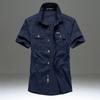 Men Multi Pockets Tooling Shirts Summer Short Sleeve Shirts High Quality Men Cotton Casual Shirts Size 5XL