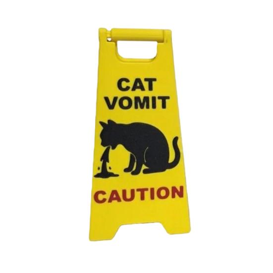 Cat Vomit Caution Sign Humorous Cat Puke Warning Sign Novelty Gag Gifts for Pet Lovers Home Desk Decor