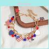 American Independence Day Flag Pendant Bracelet With Alloy And Diamond For July Celebration