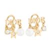 Dior White Pearl Crystal Logo Gold Clip 925 Silver Ear Clips Unisex ear clips E1680DVORS_D301
