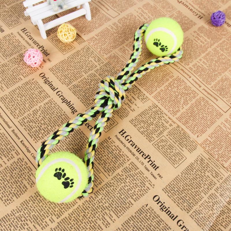 Shiba Inu Cotton Rope Toy: Tennis Ball & Knot for Teeth Cleaning and Boredom Relief