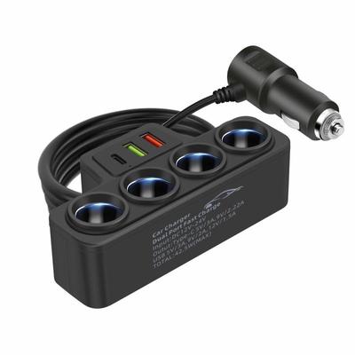 120W Car Charger Adapter 7 Port QC3.0+PD Ci-garette Lighter Socket 12V/24V Car Power Conversion Plug Fast Charge Adapter for Phone