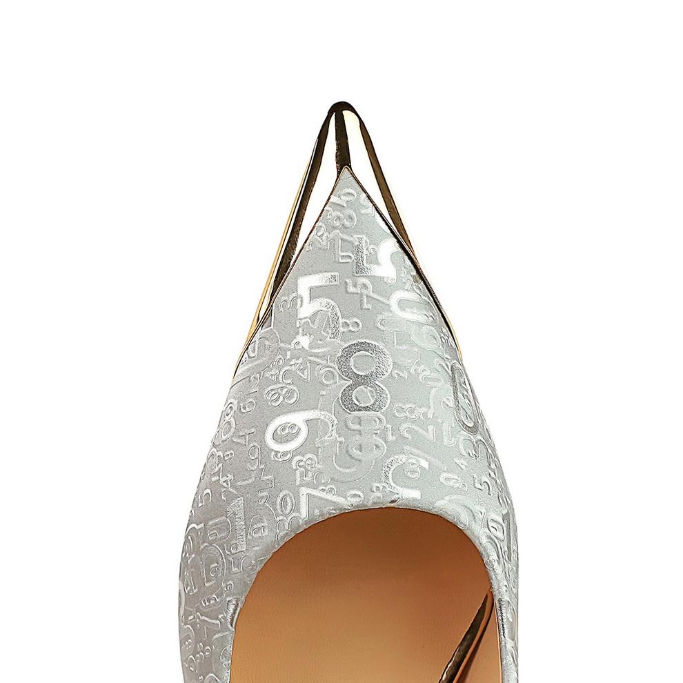 Mid Heel Shallow Mouth Metal Pointed Graffiti Pattern for Slimming Women's Shoes, Spring and Autumn Single Shoes