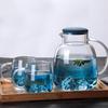 Snow Mountain Blue Gradient Glass Water Pitcher Set
