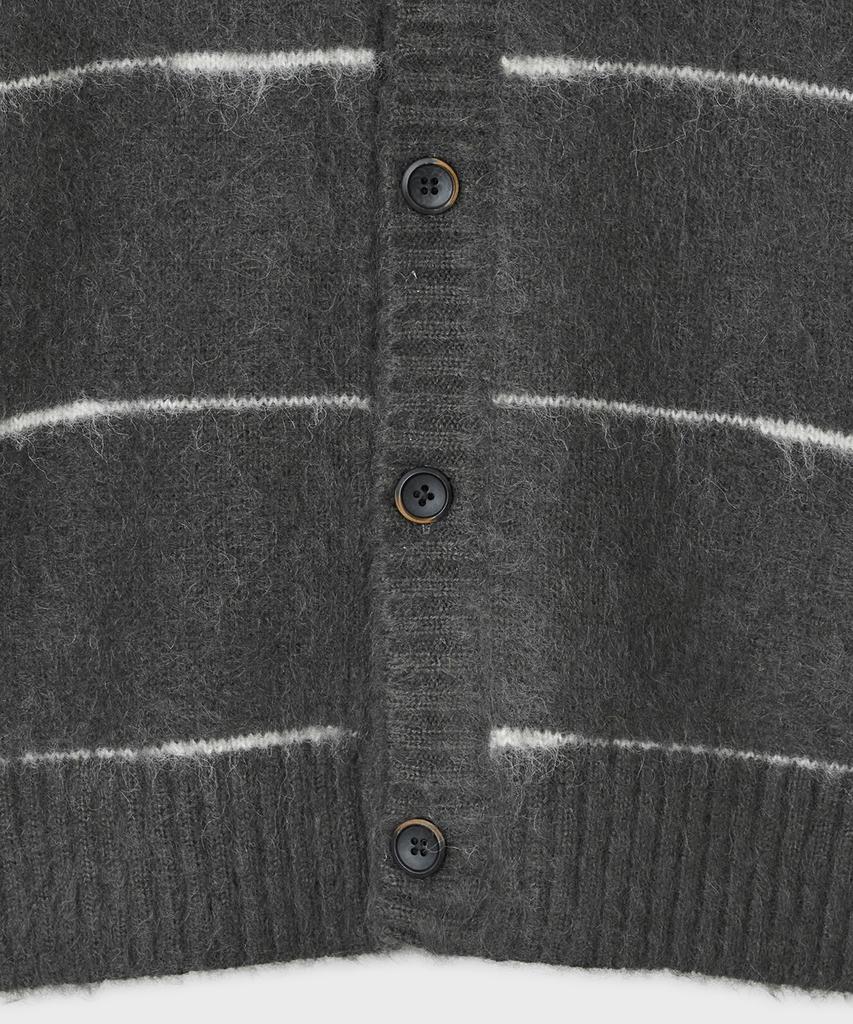 Belier Brushed Tom Cardigan - Grey Stripe