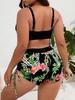 Plus Size European & American Split Bikini Set - New Printed Style with Large Bust Support