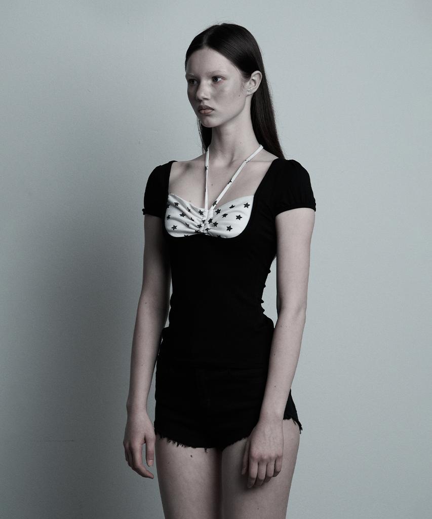 ILLIO Black Star Giselle Gathered Top