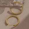 LNCHRAN Retro Golden Woven Copper C-Shaped Ear Cuff Earrings for Women