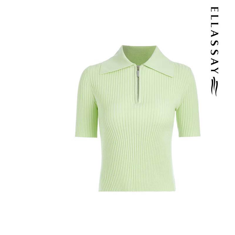ELLASSAY Women's Versatile Polo Collar Knit Top