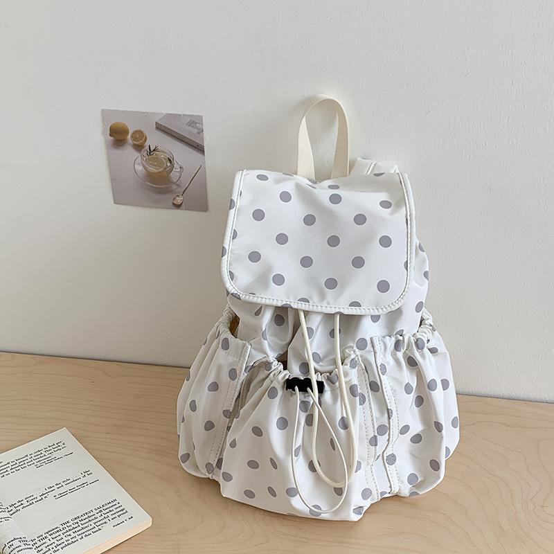 Drawstring Pockets Mochila Dot Print Bag Large Capaci Mochilas Mujer Portable Lightweighte Bolsos Backpack Bolsas Feminina