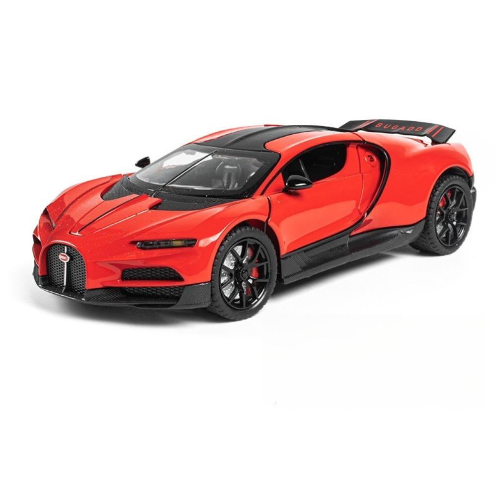 1/24 Bugatti Tourbillon With Spray Supercar Alloy Muscle Car Model Sound and Light Pull Back Children's Toy Collectibles Birthday gift