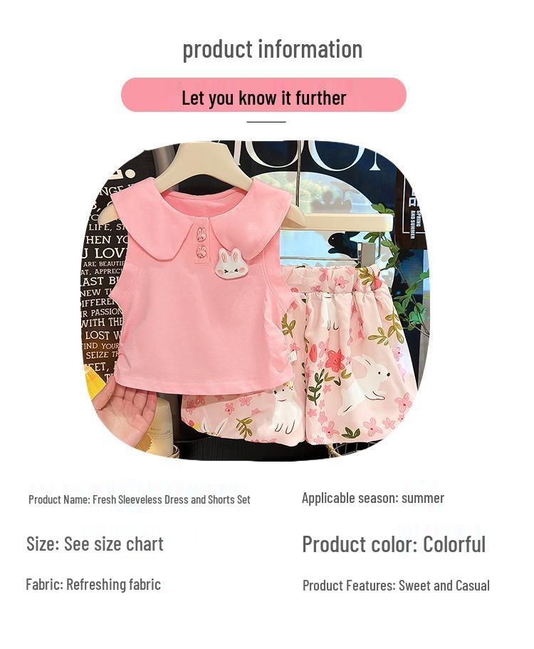 Sommer 2026 Niedliches Puppenkragen Kaninchen Blumen-Bubble-Hosen-Set für Kleinkind-Mädchen