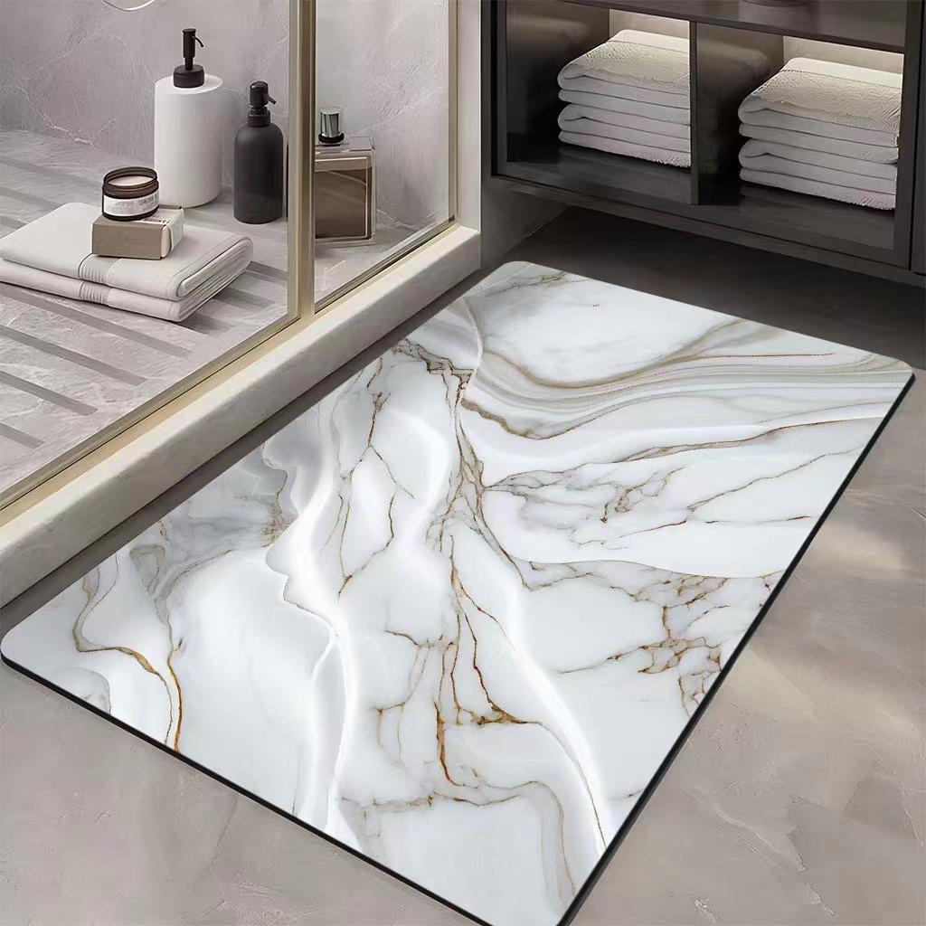 Light Luxury Marble, Diatom Mud, Water-absorbing Quick-drying Floor Mat, Non-slip and Dirt-resistant At the Bathroom Door