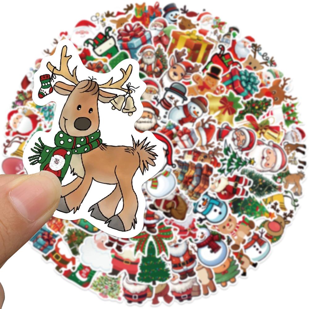 50 100200Pcs Merry Christmas Gift Stickers Decorative Sticker Diy Car Guitar Reward Self-Adhesive Children'S Gift Party Decals