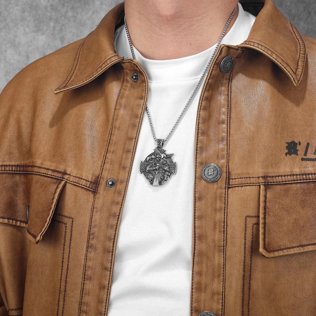 Cross Viking Amulets Crow Men Necklaces Stainless Steel Pendant Chain Women Punk Fashion Jewelry New Accessories Gifts Wholesale