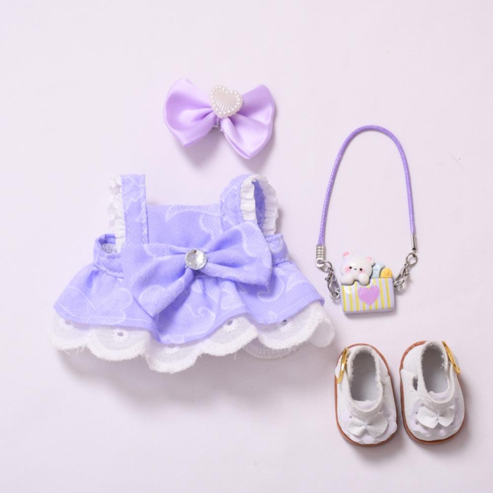 Hasentasche Labubu Puppenkleid Schleife 17cm Plüschpuppen Kleidung Baumwollpuppen Zubehör