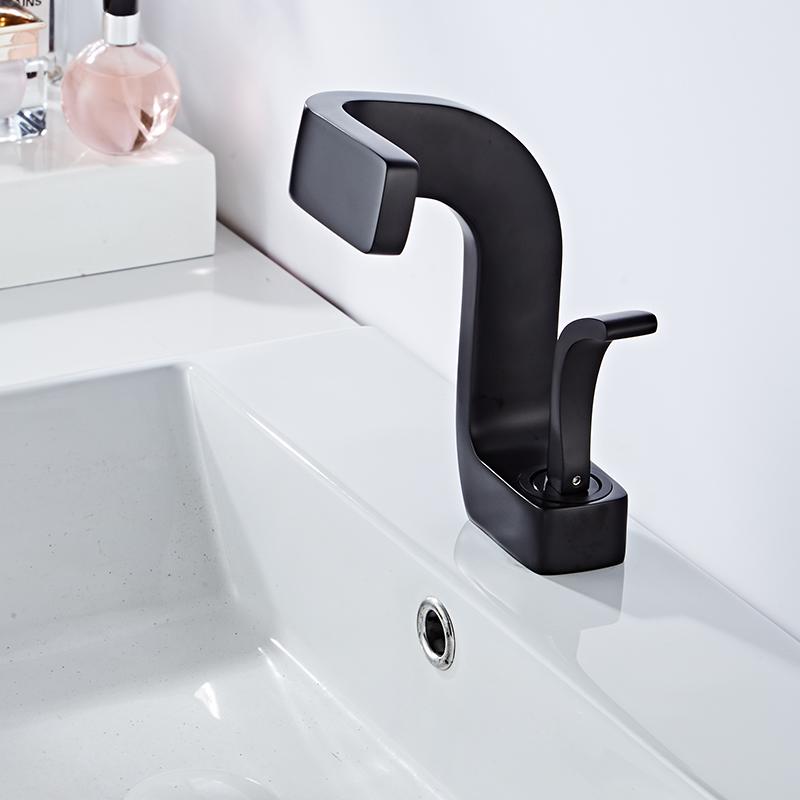 BAKALA Bathroom Basin Faucet Black/Chrome/White Brass Material Sink Mixer Tap Hot & Cold Sink Faucet Bathroom Lavotory Faucet