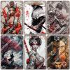 Retro Japanischer Stil Poster Metall Blechschilder Kimono Schönheiten Japanischer Samurai Vintage Metallplatte Wanddeko Club Bar Man Cave