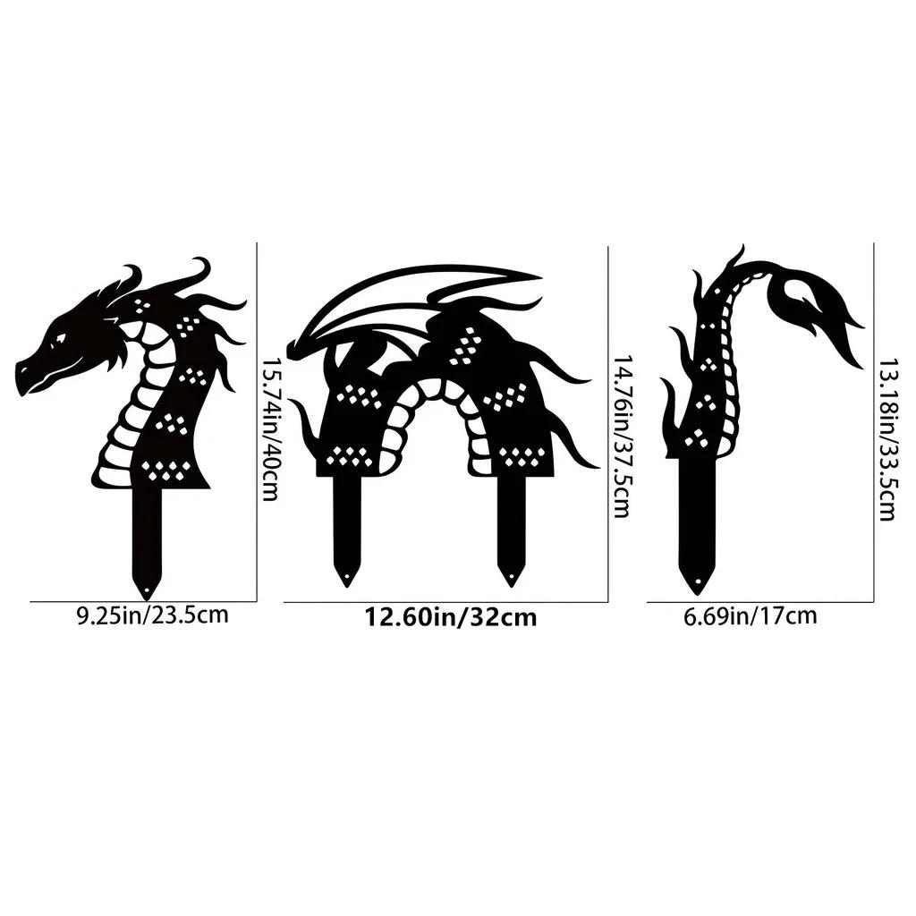 

Набор из 3 колышков для сада «Дракон» – Волшебный силуэт из железа для двора, украсьте свой сад большими металлическими украшениями для двора бежевый