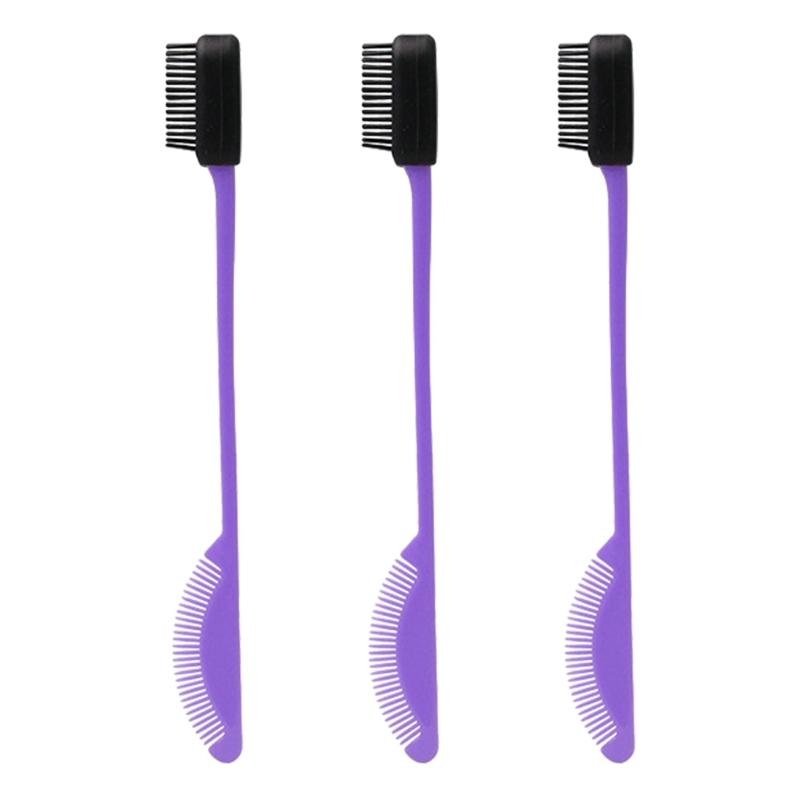 3Pcs Silicone Makeup Tool Set Double Sided Brow Brush And Hair Styler For Quick Touches Ups Travel