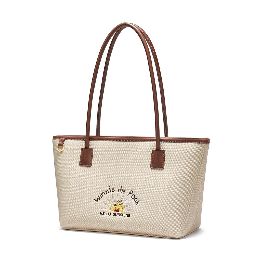 New Disney Winnie The Pooh Series PU Tote Bag, Shopping Bag, Shoulder Bag Regular Women's Apricot/Pink DHF51883-C