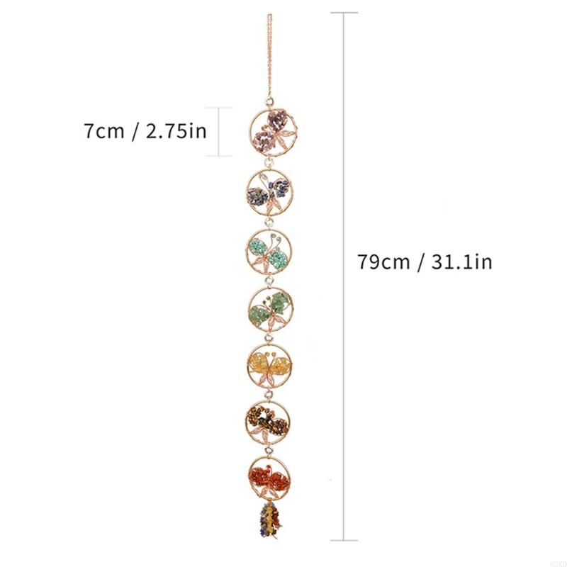 62KD Natural Crystal Stone Butterfly Hanging Pendants Sun Catchers for Home Garden