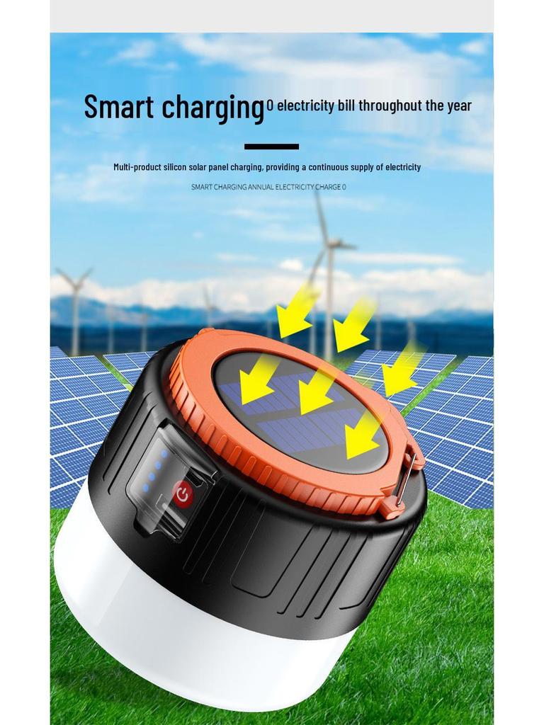 LED Solar Charging Light Bulb for Outdoor Camping and Emergency Power Outages
